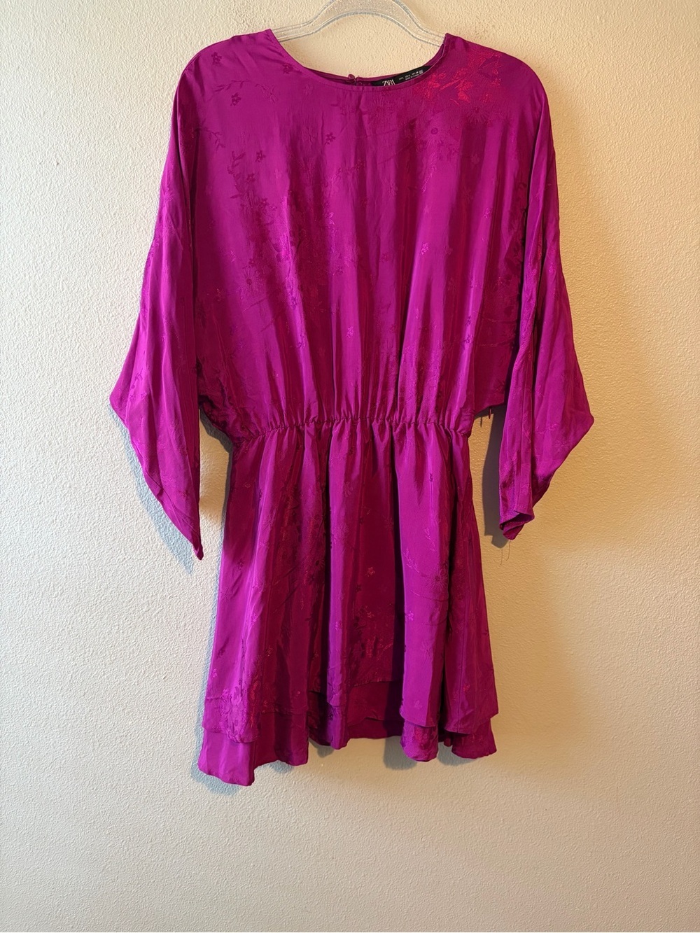 Zara Satin effect Jacquard Dress L